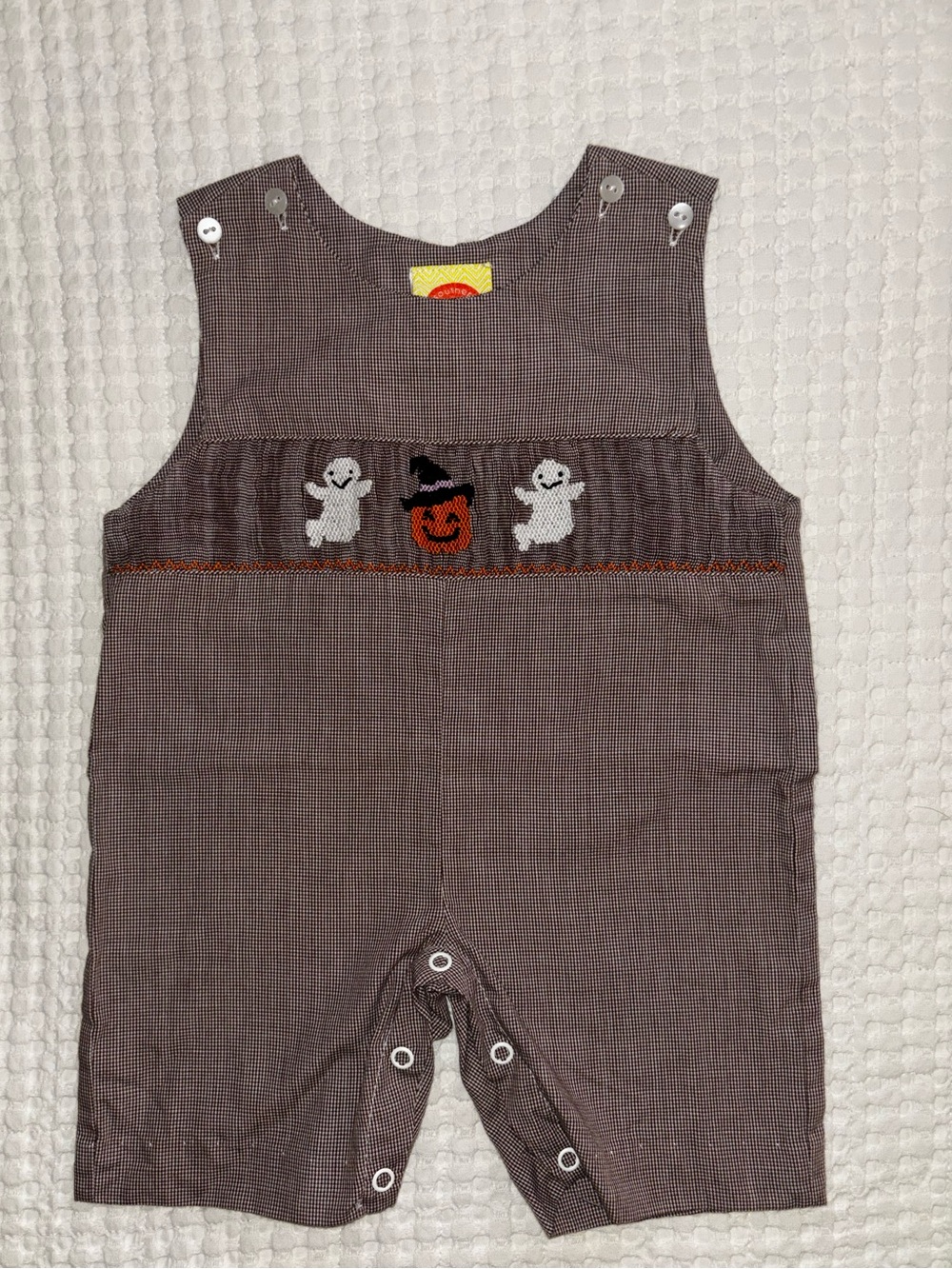 Toddler Halloween Smocked One-Piece Romper in Brown